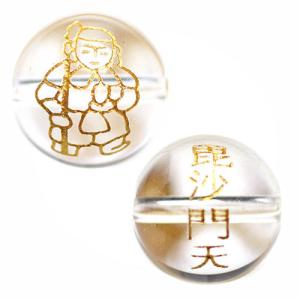 七福神の一柱 毘沙門天 融通招福の神 天然水晶 ビーズ【粒売り】 1個 〔I91〕｜forest-stone