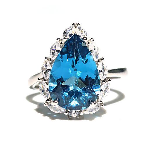 〔R412〕sv925 ロンドンブルートパーズ ペアシェイプ 指輪 リング サイズフリー