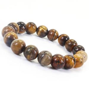 天然石 イエロータイガーアイ AB 虎目石 ブレスレット  約14mm 〔RYC11B-14m〕
