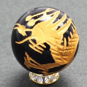 天然石 オニキス 金彫り 四神獣 ビーズ(青龍)...の商品画像