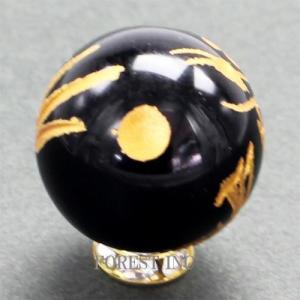 天然石 オニキス 金彫り 四神獣 ビーズ(青龍...の詳細画像1