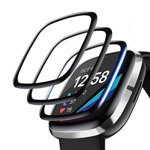 QULLOO Fitbit Sense/Fitbit Versa3 フィルム 3D全面保護 弧状のエッジ加工 薄型 傷修復性 保護フィルム 高