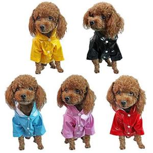 SATiNU 犬用 レインコート レインウェア ポンチョ ペット 通気 軽量 反射テープ付き 雨具 カッパ PU 柔らかい 着脱簡単 洋服 小型犬 中