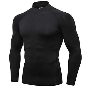 Sillictor メンズ 長袖 ハイネック トップス スポーツシャツ パワーストレッチ コンプレッション ウェア  1058