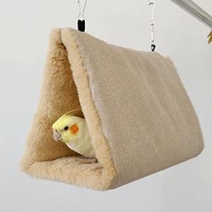 Hakona 鳥たちの寝床 三角ハウス インコ おもちゃ 掛ける鳥の巣 ハンモック ペット 用 テント いんこおもちゃ かわいい 寝袋 無地 厚みふわ