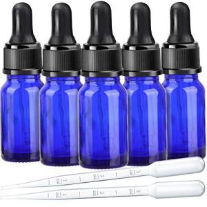 Teenitor 遮光瓶 10ml 遮光ビン 5本 アロマ用遮光瓶 アロマ保存容器 ガラス製 スポイト付き遮光瓶 アロマ用ドロッパー付き遮光瓶 青色
