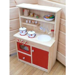 木のおもちゃ　おままごと　キッチン　誕生日　2歳　3歳　4歳　5歳　6歳　女　カスタムタイプ　ナチュラル＆レッド｜forest｜02