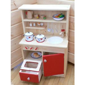 木のおもちゃ　おままごと　キッチン　誕生日　2歳　3歳　4歳　5歳　6歳　女　カスタムタイプ　ナチュラル＆レッド｜forest｜03