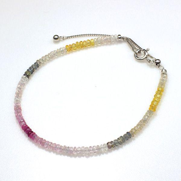 サファイア Mixカット玉デザインブレスレット（アジャスター付）　Type2