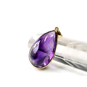 アメジストエレスチャル ティアーズ型 ペンダントトップ （18金イエローゴールド）   パワーストー...