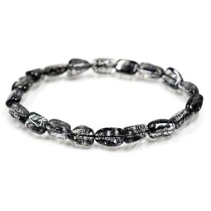 ブラックルチルクォーツ 高品質 ブレスレット 14.4mm 20cm メンズLL