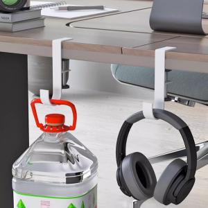 テーブルフックバッグハンガー カバン掛け 2個セット 戸棚下 収納フックずり落ち防止 (J型(白い)-2個セット)