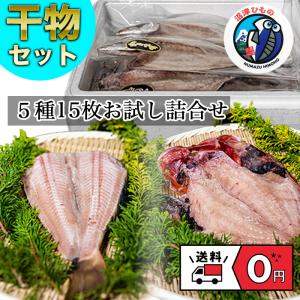 干物 詰め合わせ 5種類 15枚 沼津 直送  産直 産地直送  贈り物 お歳暮 真アジ かます 縞ほっけ 金目鯛 さんま   即日発送
