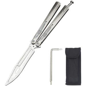 バタフライナイフ 練習用 刃なしトレーニングツール 折りたたみ式 刃無し トレーニング用 調整レンチ付き アウトドアナイフ