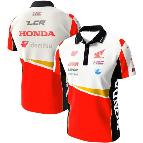 2023 LCR ホンダ レーシング チーム オフィシャル レプリカ ポロシャツ ホワイト レッド ...