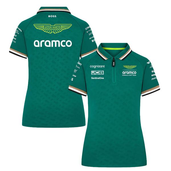 【レディース】 2024 アストンマーチン アラムコ F1 チーム オフィシャル ポロシャツ グリー...