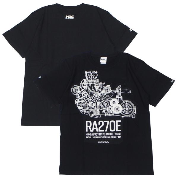 ホンダ HRC F1 RA270E プロトタイプ レーシング エンジン Tシャツ ブラック 黒 半袖...