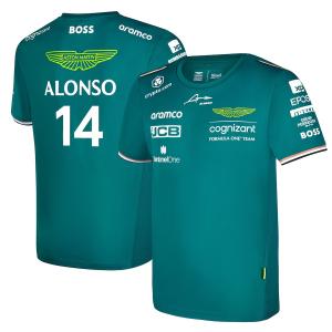 【キッズ】 2023 アストンマーチン アラムコ コグニザント F1 チーム オフィシャル フェルナンド アロンソ Tシャツ グリーン 子供用｜formula-sports