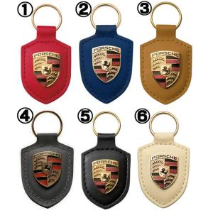 ポルシェ オフィシャル クレスト ロゴ レザー キーリング