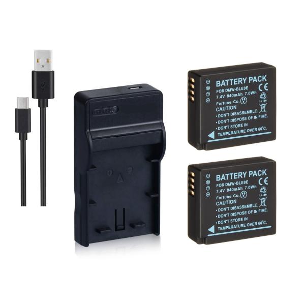 USB充電器とバッテリー2個セット DC120 と Panasonic パナソニック DMW-BLE...