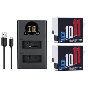 USB型 2個口 充電器 と バッテリー2個 の3点セット DC202 GoPro Hero 9