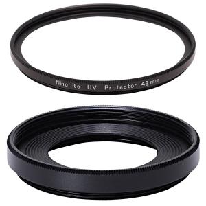 2点セット NinoLite EW-43 互換 レンズフード と UVフィルター 43mm の