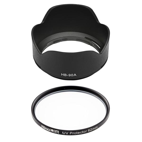 ２点セット HB-90A 互換 レンズフード と UVフィルター 62mm のセット バヨネットフー...