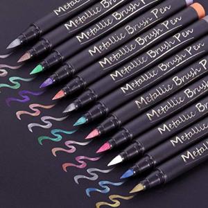 Ohuhu メタリックペン 筆先 12色セット マーカーペン 水性 0.7-6mm メタリック色 キラキラ メタリックカラー DIY サプラ