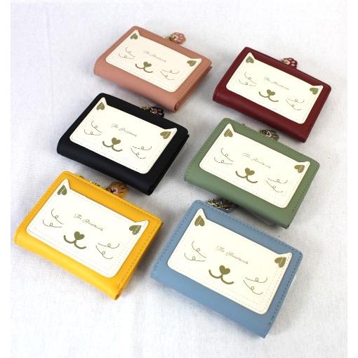 ネコポケット二つ折り財布 BBP-0343 かわいい猫デザイン, 肉球チャーム付き 福財布 運気上昇...