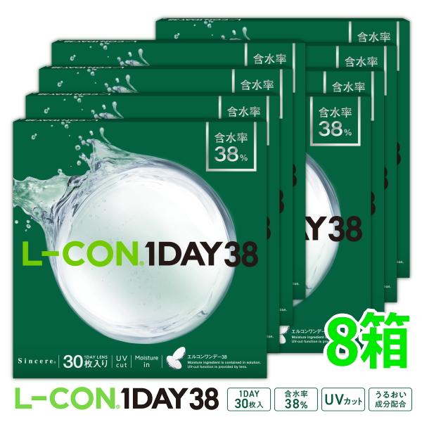 エルコンワンデー38 L-CON 1DAY 38 低含水 1日使い捨て 30枚 8箱 1day ワン...
