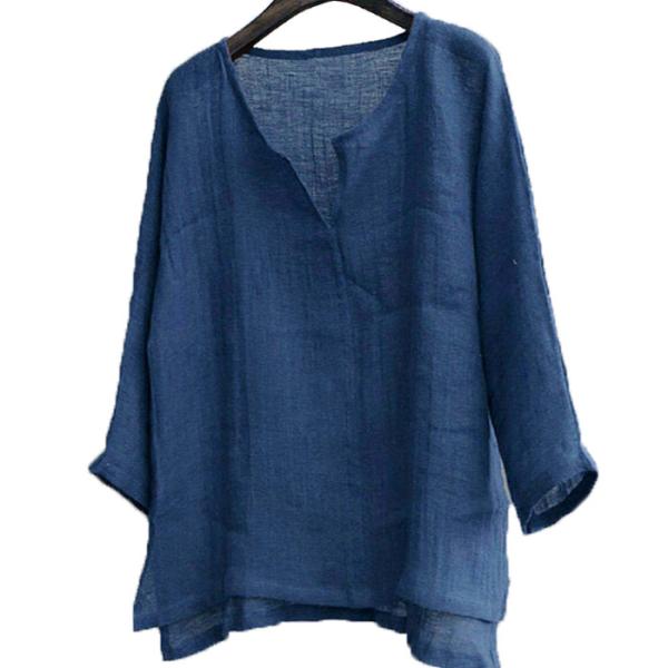 リネンシャツ 長袖 Tシャツ 綿麻 メンズ レディース トップス 夏物 vネック tシャツ メンズT...