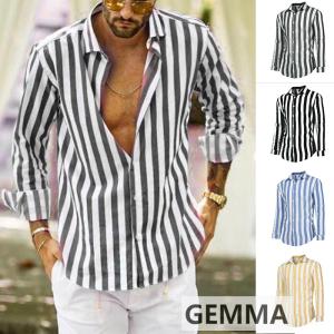 シャツ メンズ トップス 長袖シャツ おしゃれ  ストライプシャツ