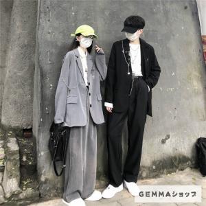 スーツ レディース メンズ ゆったりめ ジャケット パンツ 韓風 ダンススーツ ヒップホップ jazz K-POP かっこいい 暗〓 男女 日常着｜fortuna-gemma