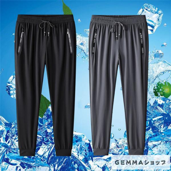 ランニングウェア メンズ スポーツパンツ 夏用 薄生地 ひんやり すずしい 接触冷感 速乾  スポー...