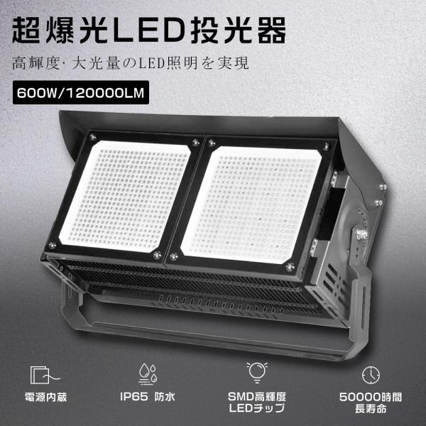 LED投光器 600W 6000W相当 120000LM LED投光器 屋外用 明るい 投光器 LE...