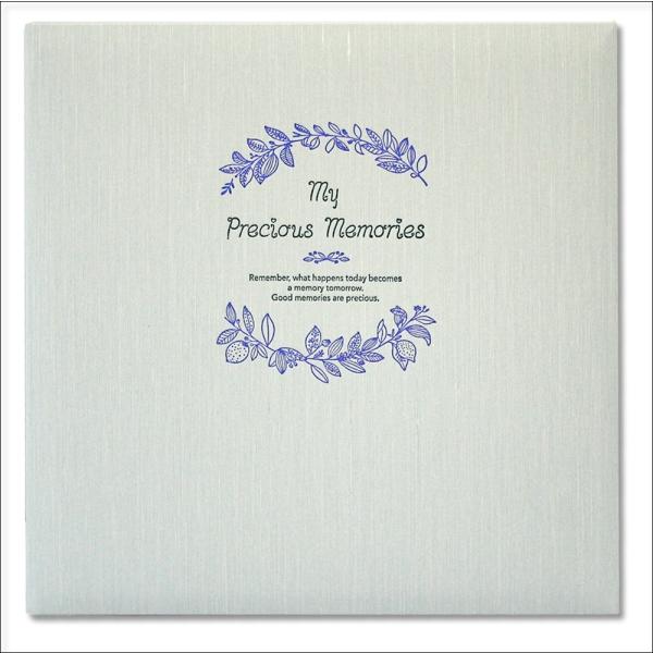 シャンタン織風  写真台紙          プレシャスメモリー　ブルー　６切り2面表紙