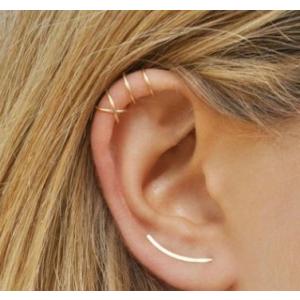 レディース　アクセサリー　ピアス/イヤリング　シンプルイヤリング　イヤーカフス　挟むだけイヤリング風(片耳)　クロスデザイン　3タイプ