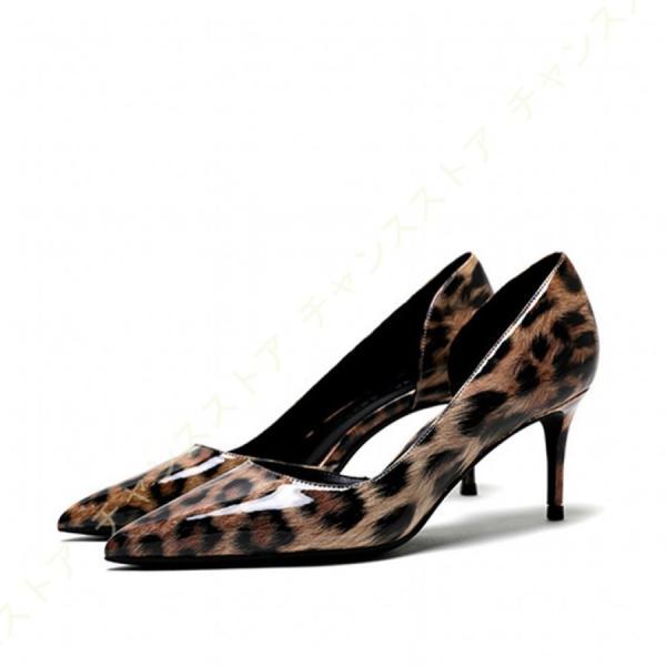 レディース ハイヒール パンプス ヒョウ柄 ポインテッドトゥ ドレスパンプス シューズ 歩きやすい ...