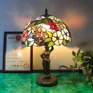 ステンドグラスランプ 8インチ 葡萄 ナギットガラス アンティーク調