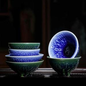 茶碗 主人杯 天目茶碗 建盞（けんさん）青麒麟茶杯 コップ 曜変茶碗 単