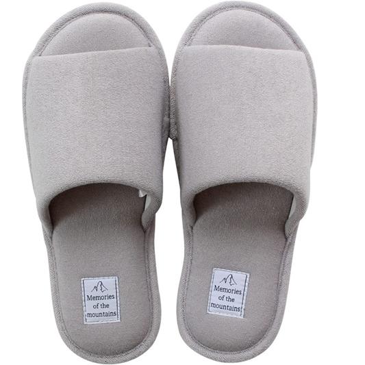 スリッパ 洗える グレー Ｌ 軽量 左右有り メンズ 紳士用Ｌサイズ 前ひらき 軽い 外縫い 前開き...