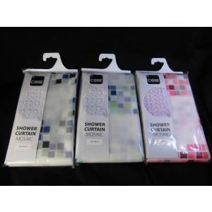 【販売終了】シャワーカーテン　モザイク柄　グレー　幅150ｘ長さ200ｃｍ　アウトレット品　（沖縄不...