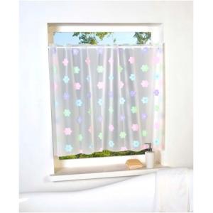 【販売終了】ポスト入れ 日本全国配達  遮像カフェカーテン　フラワー柄 幅140ｘ長さ100ｃｍ　代...