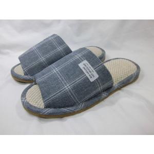 スリッパ 洗える メンズ 紳士用 Ｌサイズ チェック柄 ワンポイント アウトレット品 外縫い 前開き...