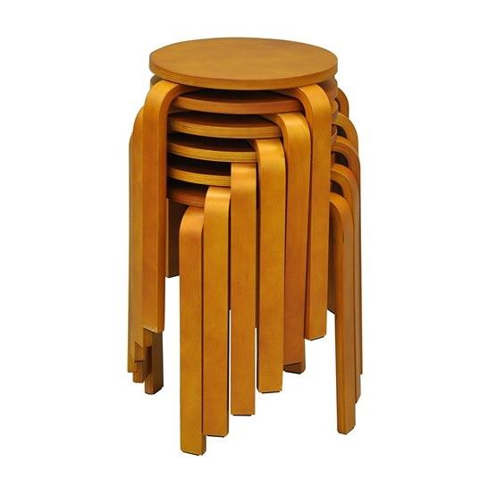 【販売終了】丸椅子　木製　完成品　６脚セット　ブラウン色　代引き不可　LFMI-002brx6 スツ...