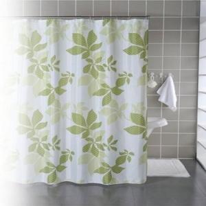 ◆【販売終了】シャワーカーテン　リーフ柄　幅130ｘ長さ180ｃｍ　浴室カーテン　防カビ　撥水　オシ...