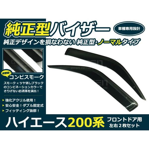 送料無料 サイドバイザー ドアバイザー ハイエース 200系 H16.8〜 トヨタ スモーク