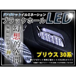 30系 プリウス ドアポケットLED ブラック...の詳細画像1
