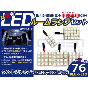 【メール便送料無料】 超高輝度LEDルームランプ タントカスタム L375S H19〜 76発/5P ダイハツ【FLUX 室内灯 電球 ホワイト 白｜fourms