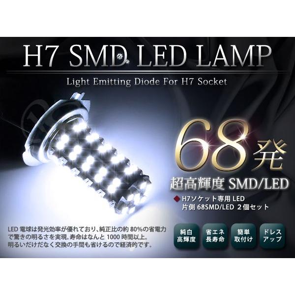 H7 68連 SMD ホワイトLEDフォグランプ フォグランプLED フォグライト 【LEDバルブ ...